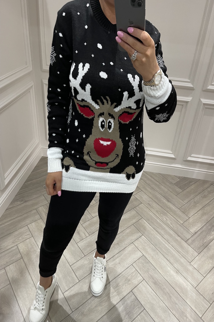 Black Rudolph Christmas Jumper