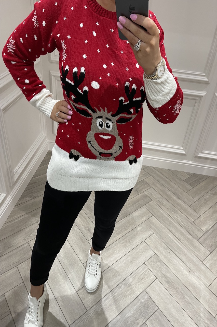 Red  Rudolph Christmas Jumper