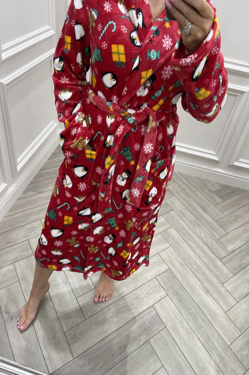 Red Christmas Pattern dressing Gown