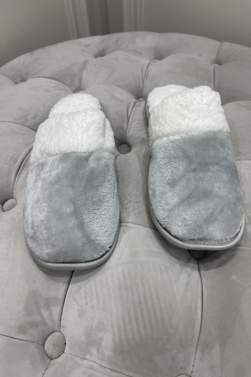 Grey Snuggly Mule Slippers