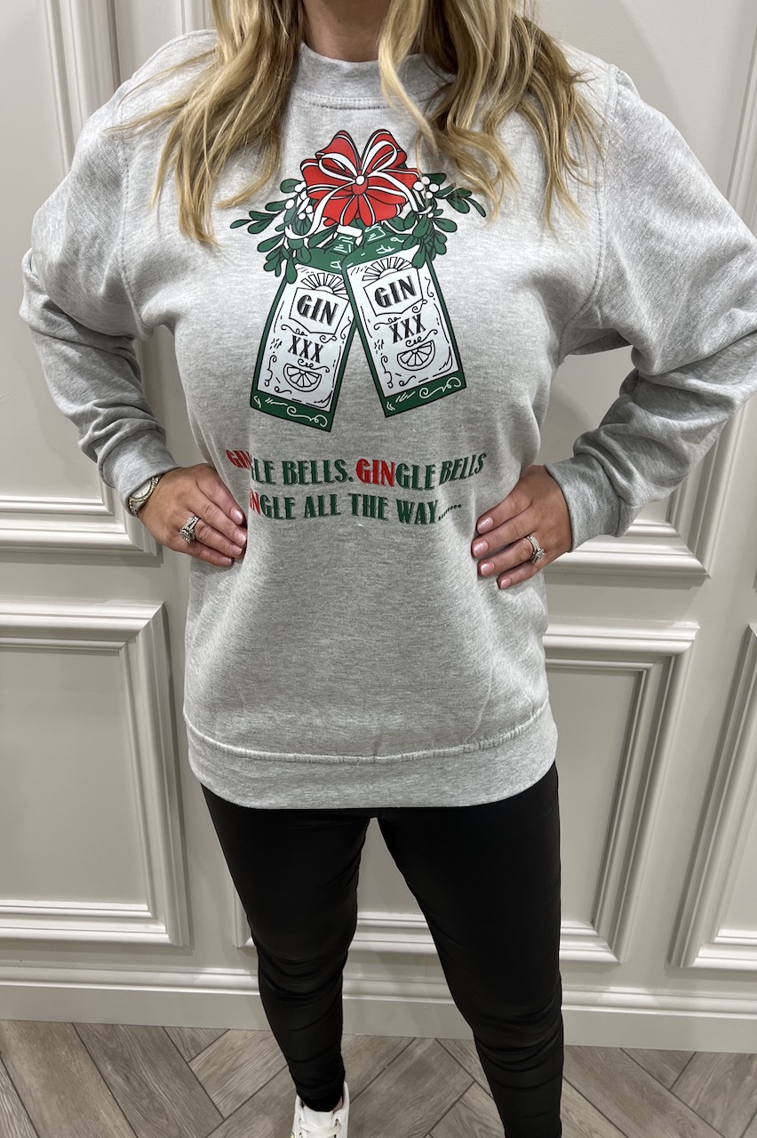 Grey Gingle Bells, Gingle Bells  Christmas Sweatshirt