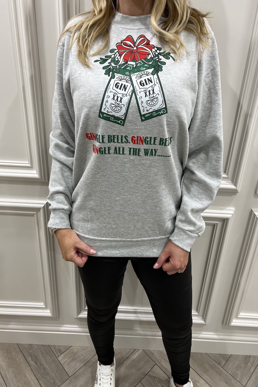 Grey Gingle Bells, Gingle Bells  Christmas Sweatshirt