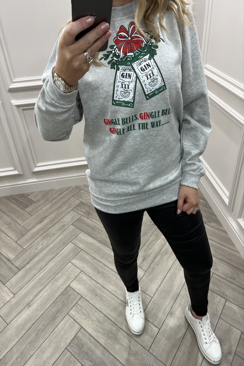Grey Gingle Bells, Gingle Bells  Christmas Sweatshirt