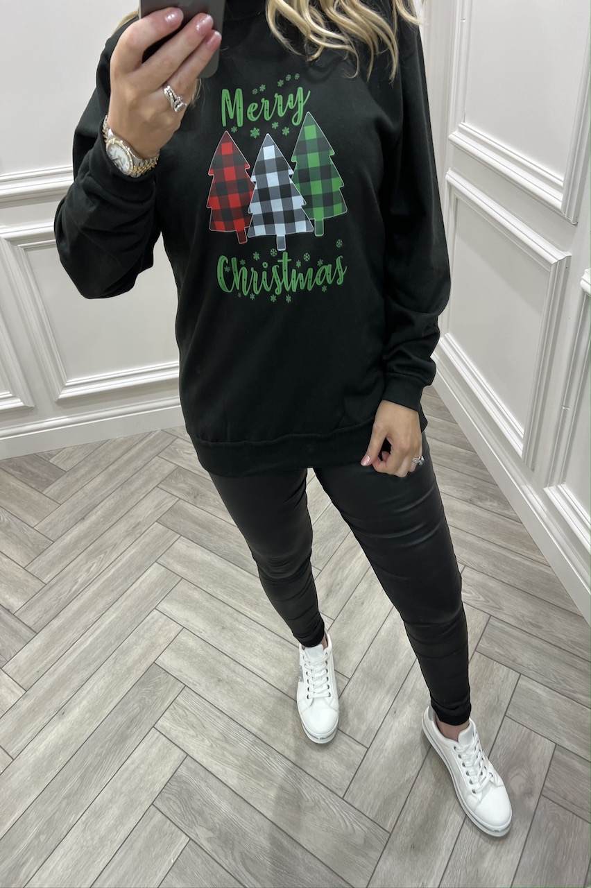 Black Tartan Christmas Tree Christmas Sweatshirt