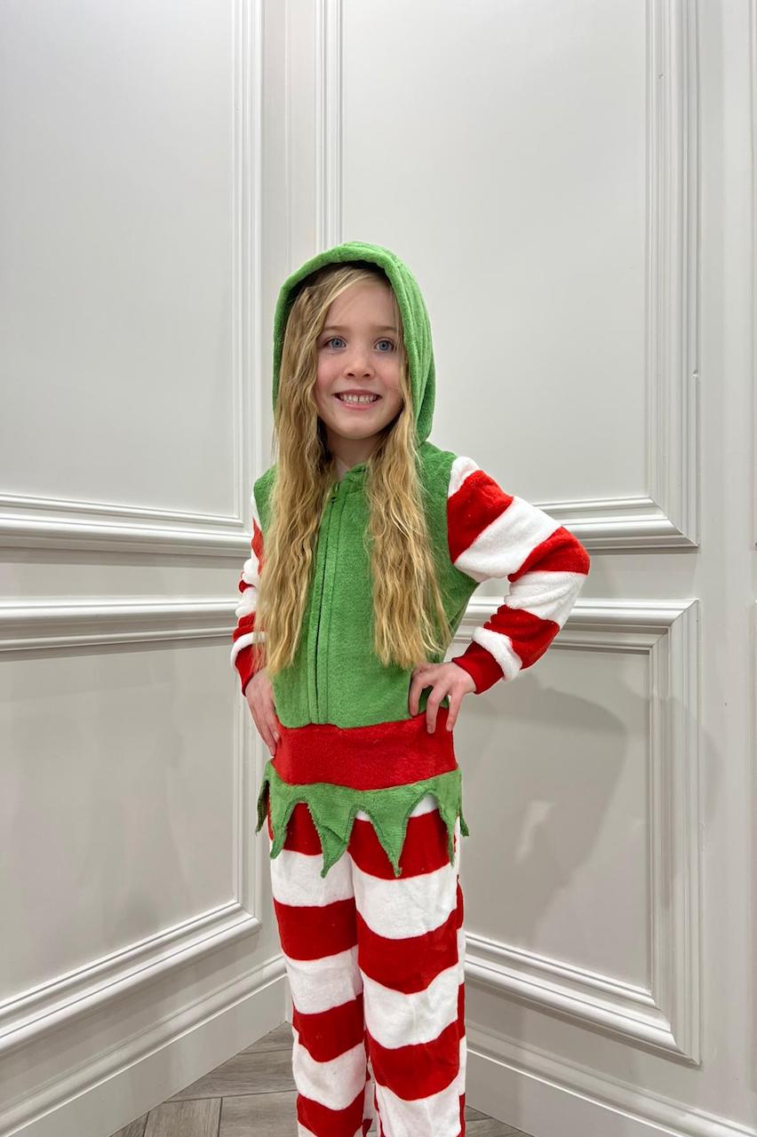 Children's Green Stripe Fleece Onesie 