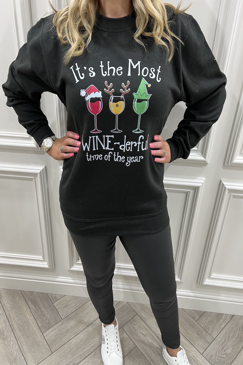 Black It's The Most Wine-Derful Time Of  The Year Sweatshirt