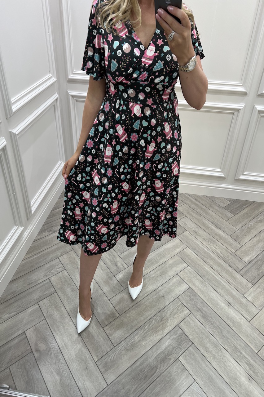 Black Festive  Santorini Skater Dress