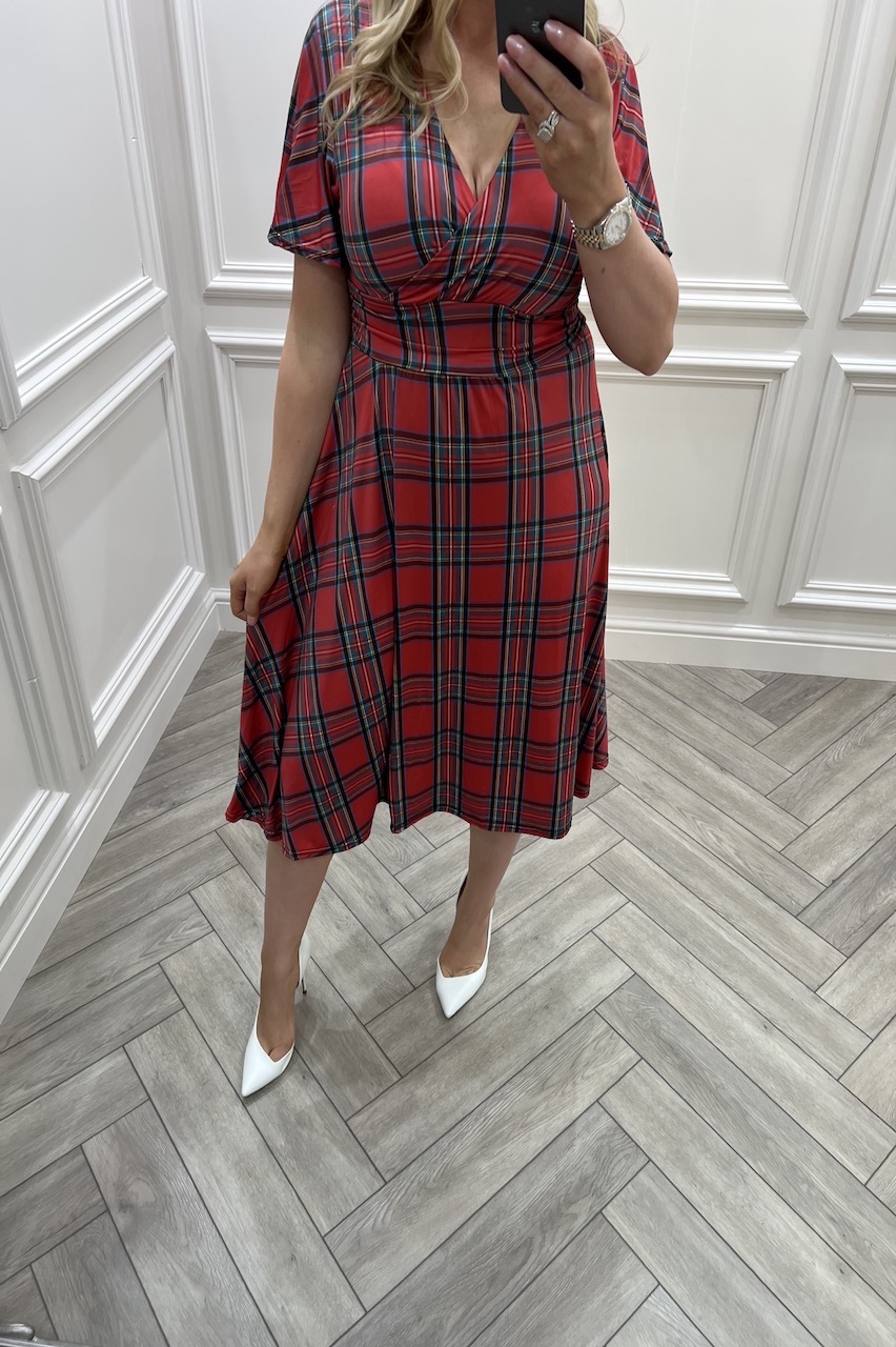 red tartan skater dress