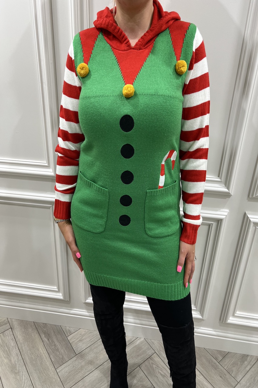 Elf Stripe Christmas Knitted Jumper 