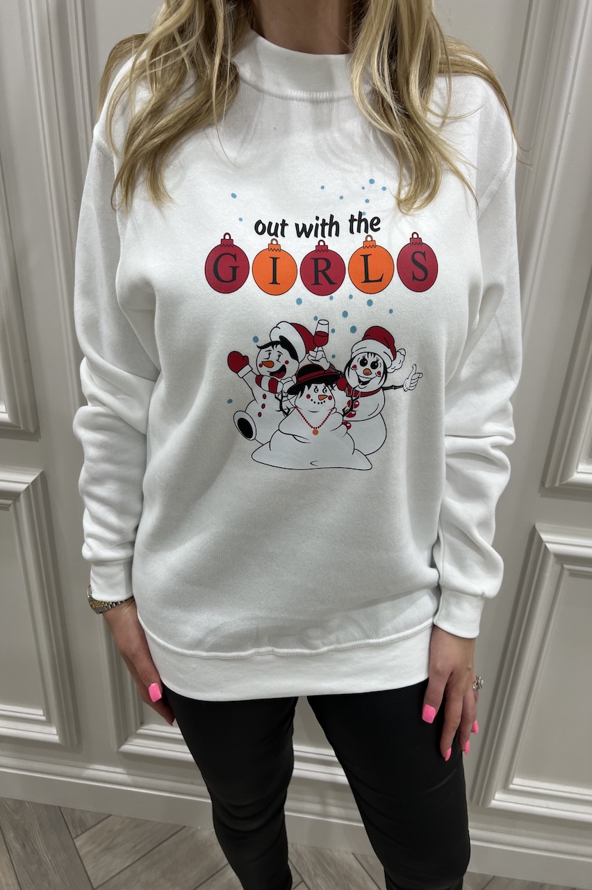 White Snowman Out with the Girls Christmas Sweatshirt