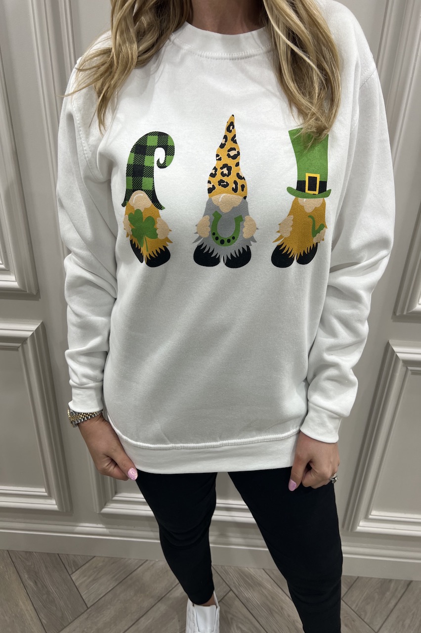 Tartan  & Leopard Leprechaun St  Patricks Day Sweatshirt