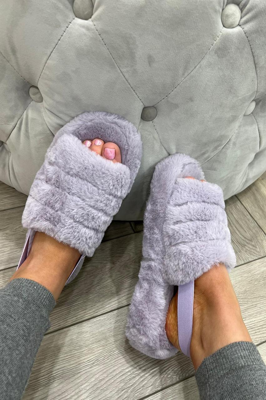 Sasha Lilac Fluffy Sliders