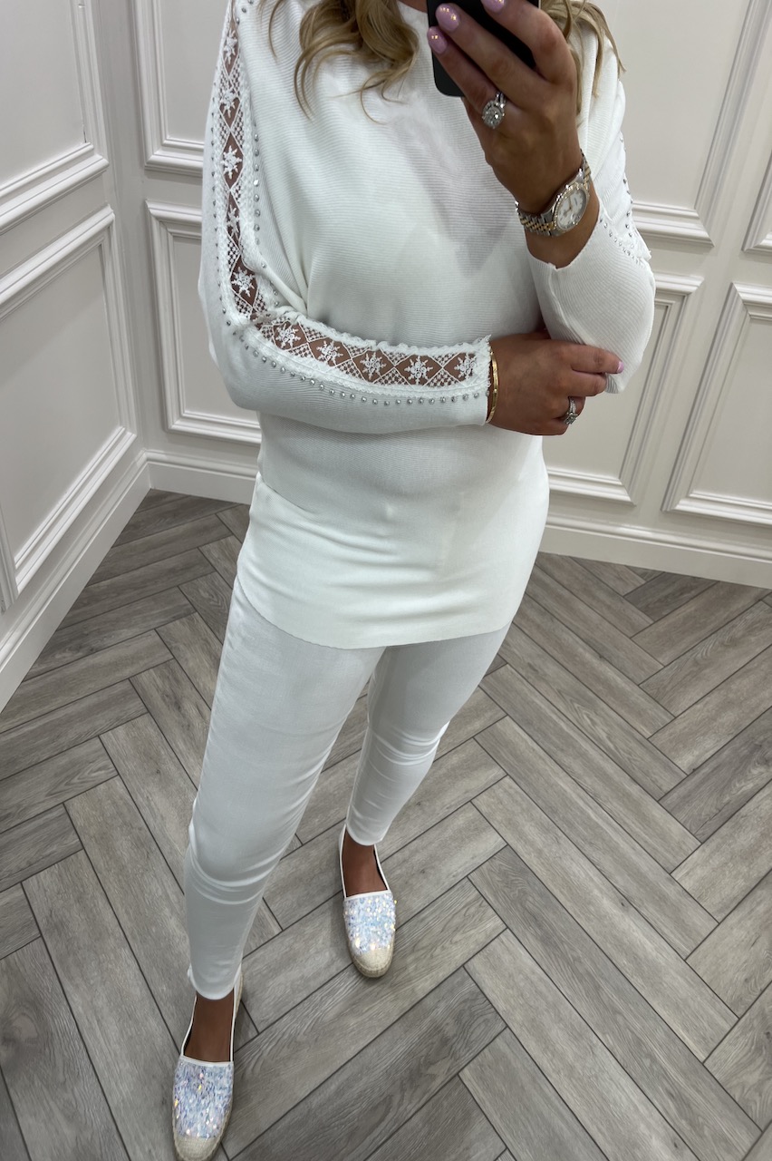 Mariana White Embellished Jumper