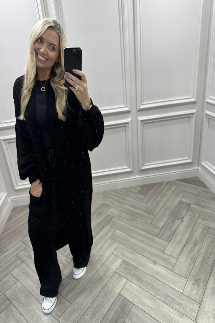 Skylar Black Longline Knitted Cardigan 