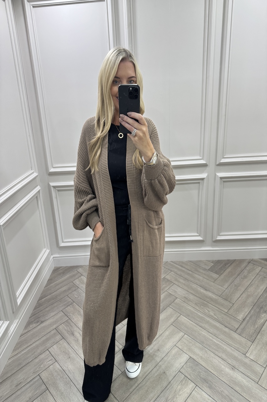 Skylar Tan Longline Knitted Cardigan 