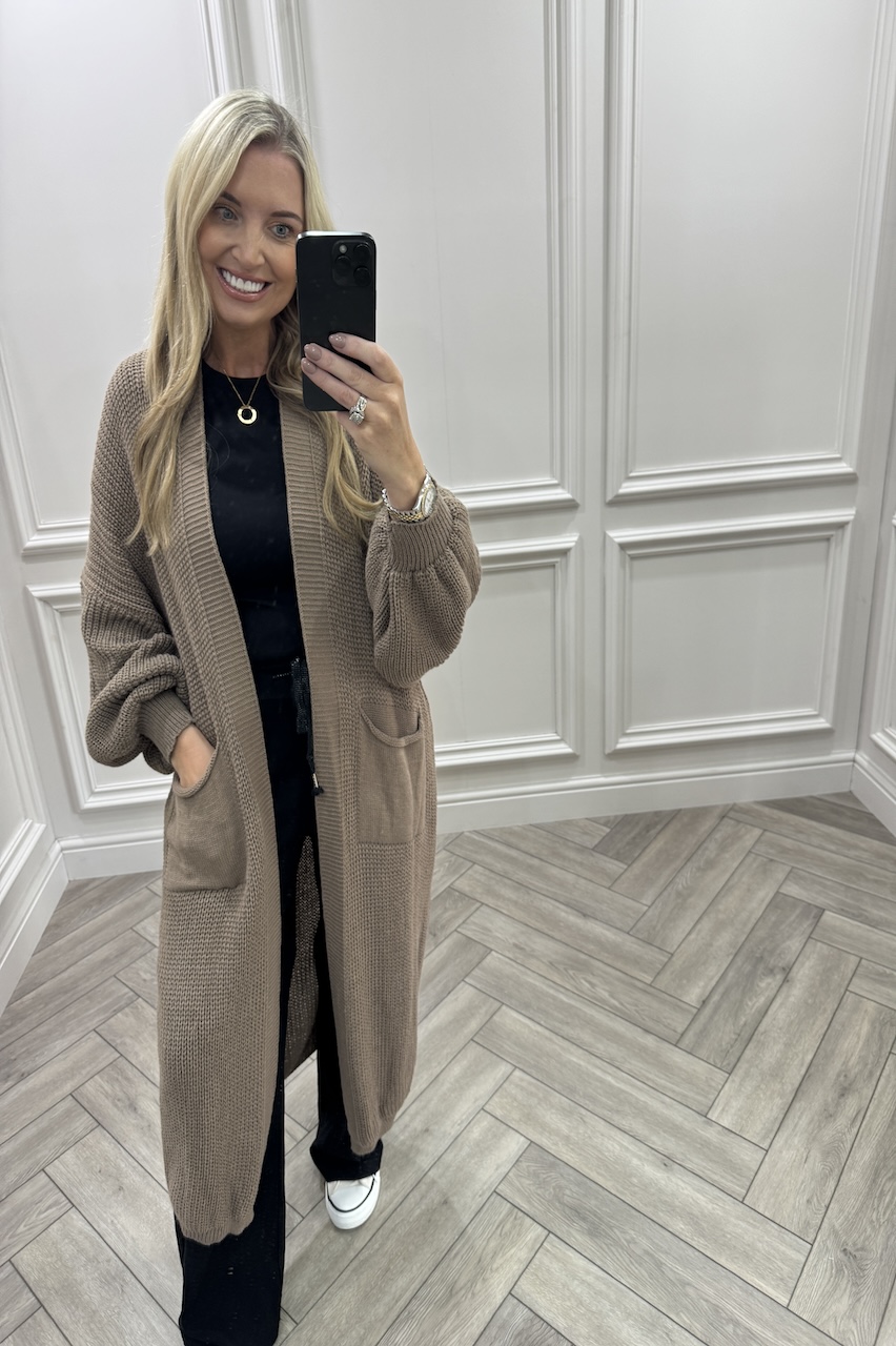 Skylar Tan Longline Knitted Cardigan 
