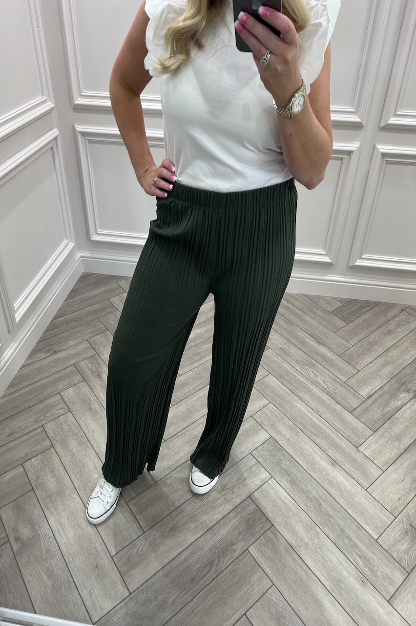 Khaki Pleated Trousers