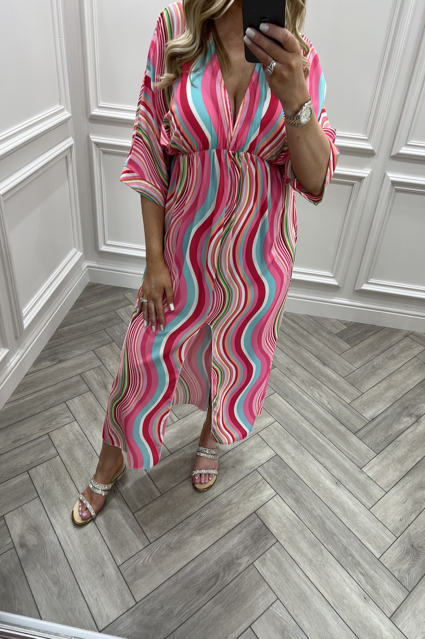 Lettie Pink Abstract Midi Dress