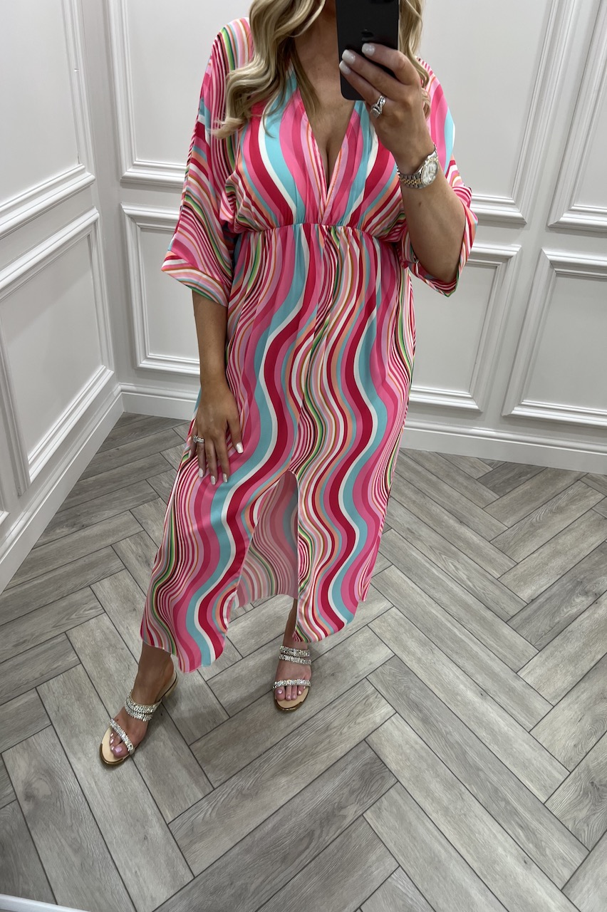Lettie Pink Abstract Midi Dress