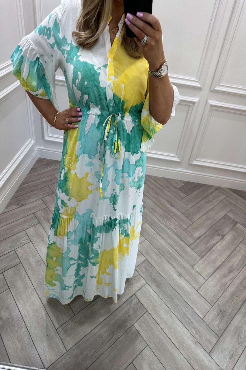 Green & Yellow Ocean Maxi Dress