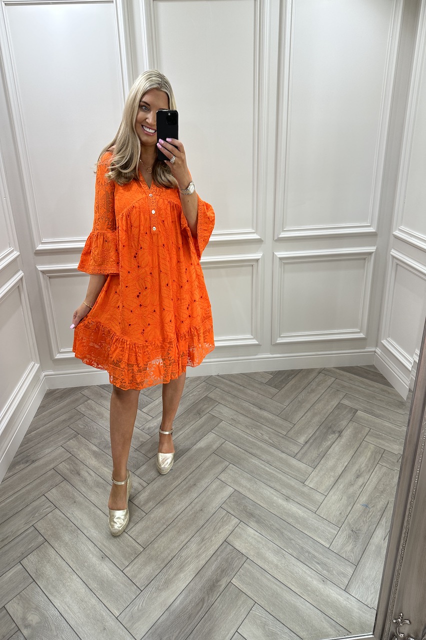 Orange Saffron Crochet Dress
