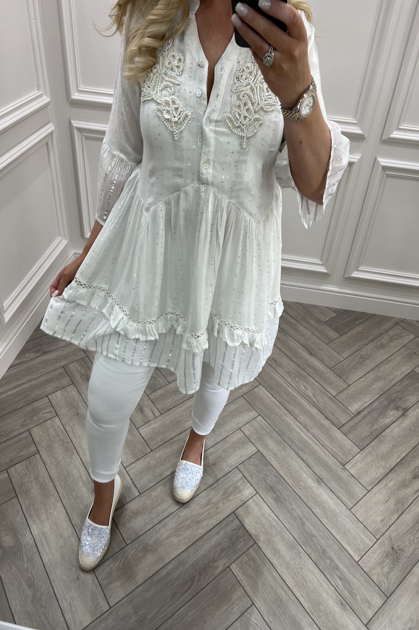 Jewel White Tunic Dress