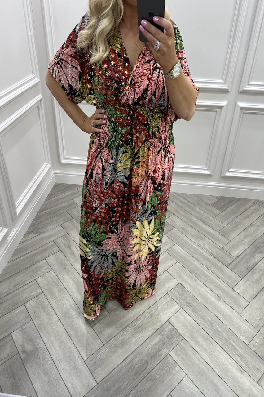 Lacie Yellow Leaf Tropical Maxi Dress