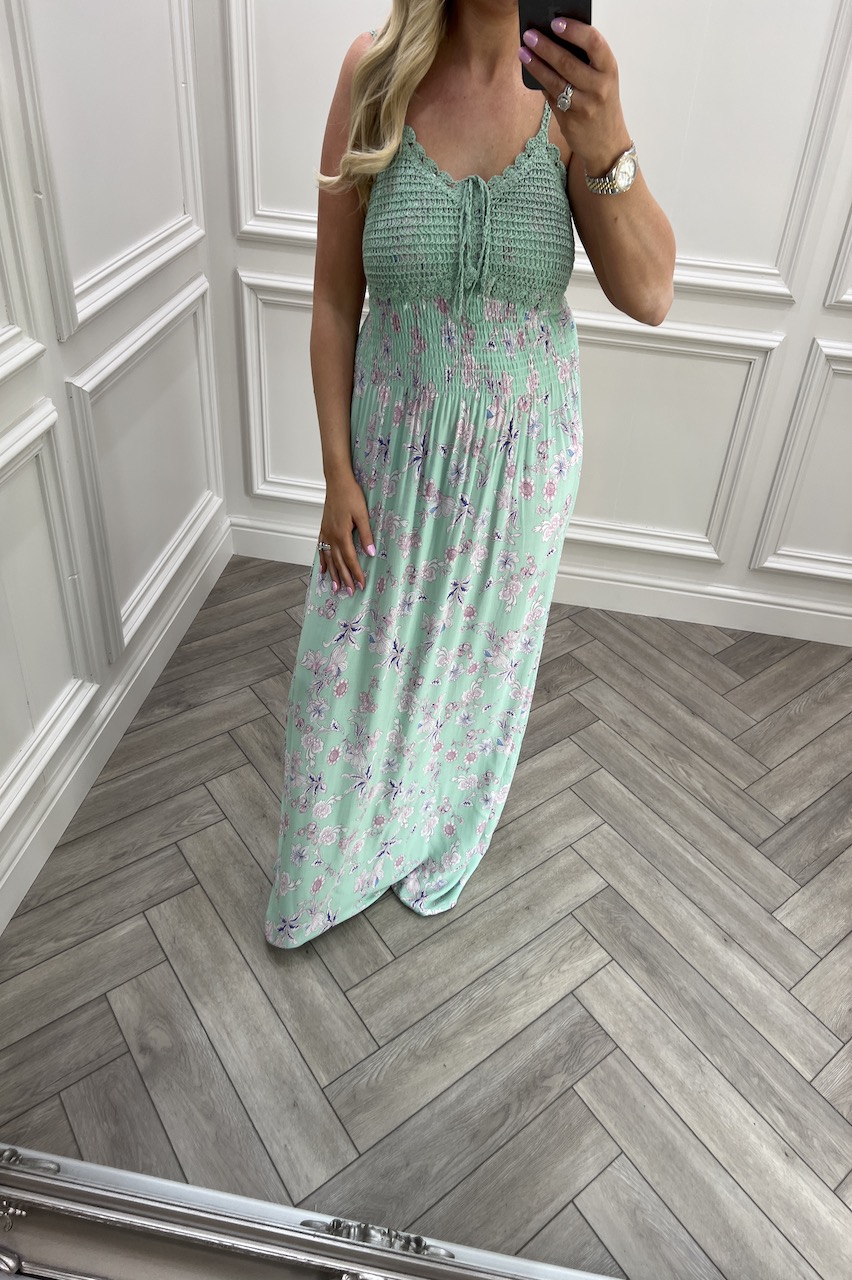 Mint Danielle Floral Crochet Top Maxi
