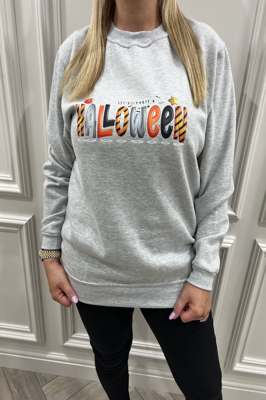 Grey 'Let's Party' Halloween Jumper