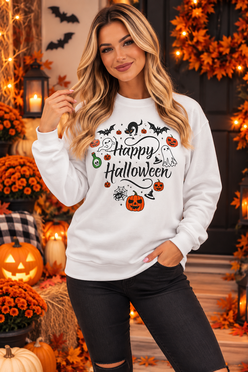White Happy Halloween -  Halloween Jumper