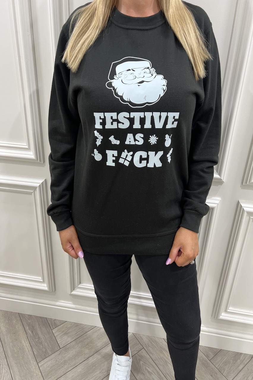 Black Santa Festive As F*CK Christmas Sweatshirt