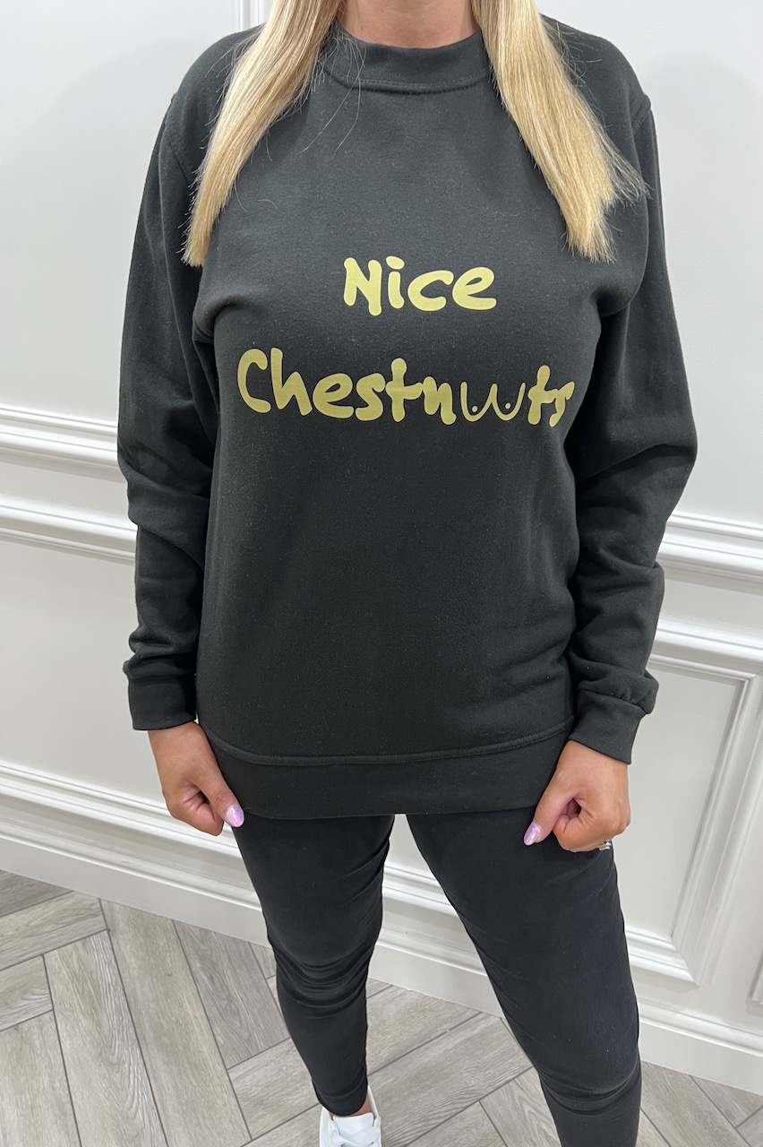 Black Nice Chestnuts Christmas Sweatshirt