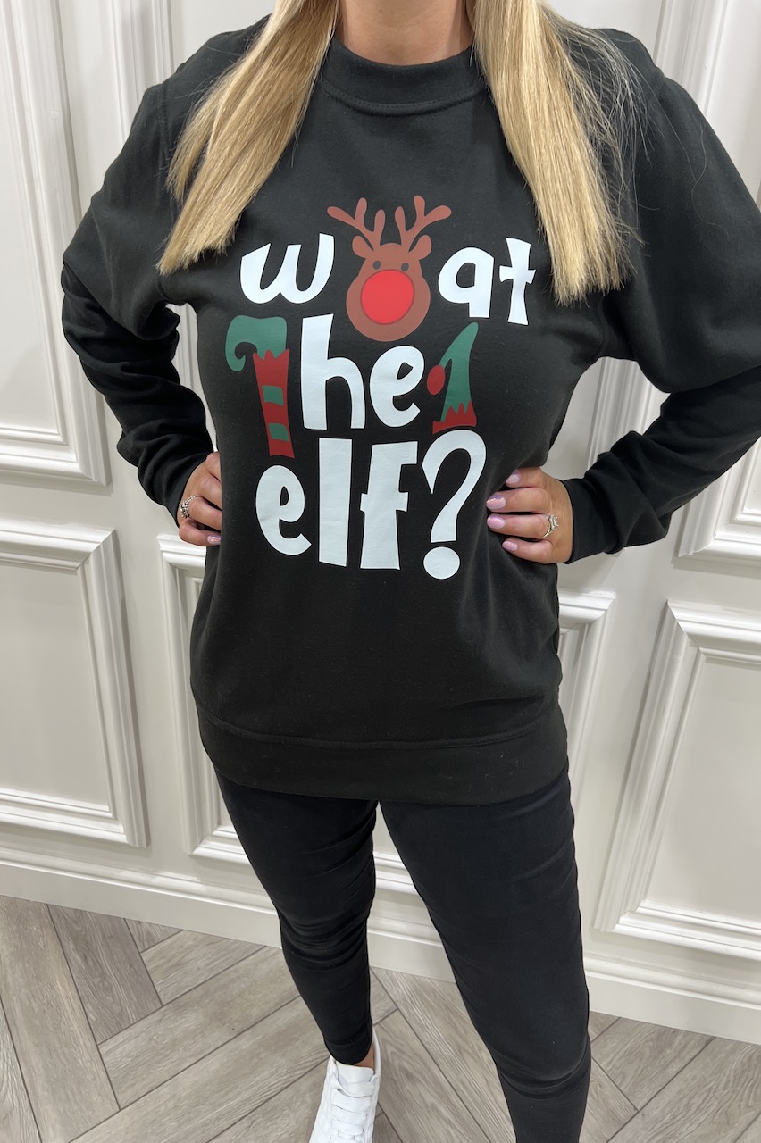 Black What The Elf Christmas Sweatshirt