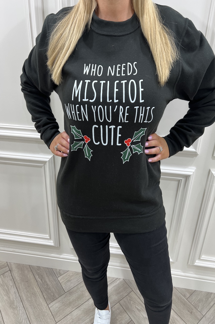 Black Who Needs Mistletoe When You're This Cute Christmas Sweatshirt