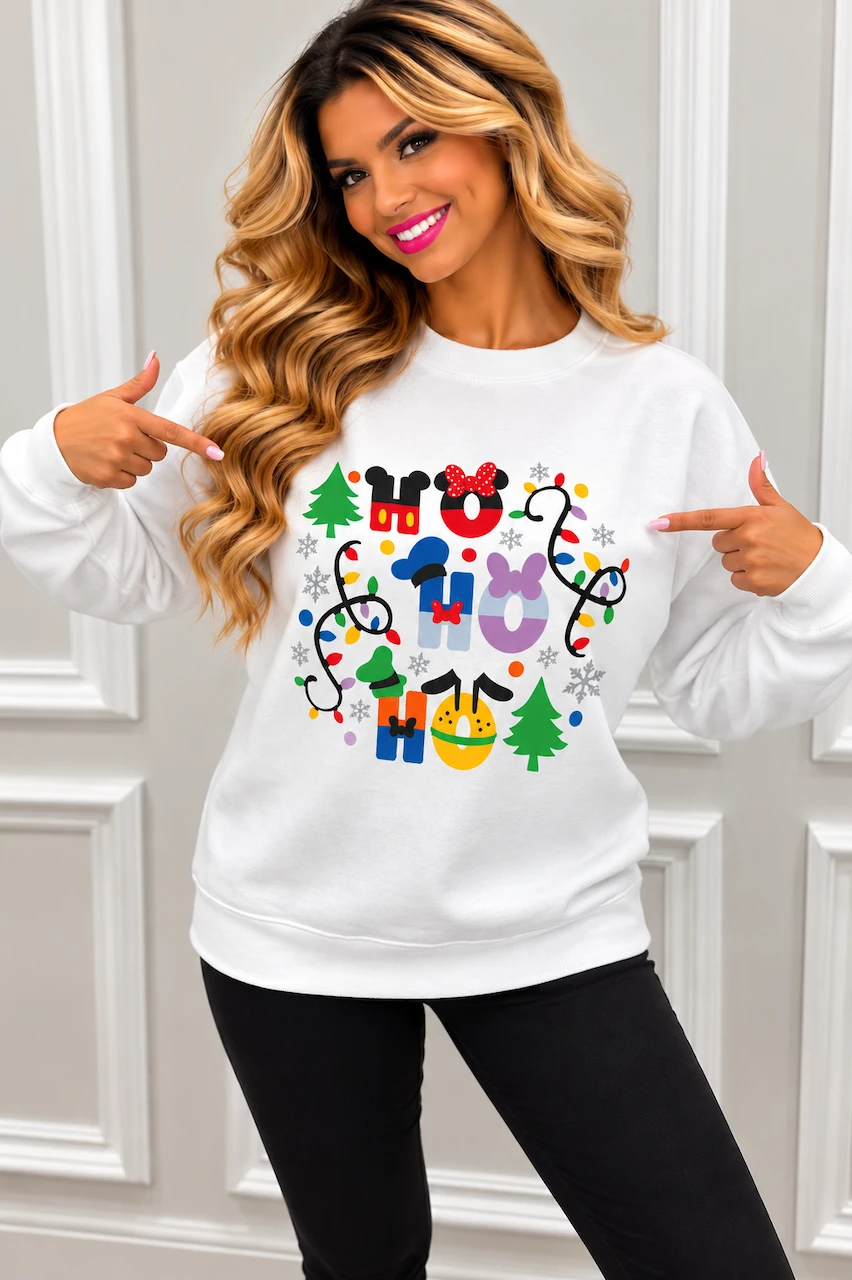 White Magical Character Ho Ho Ho Christmas Sweatshirt