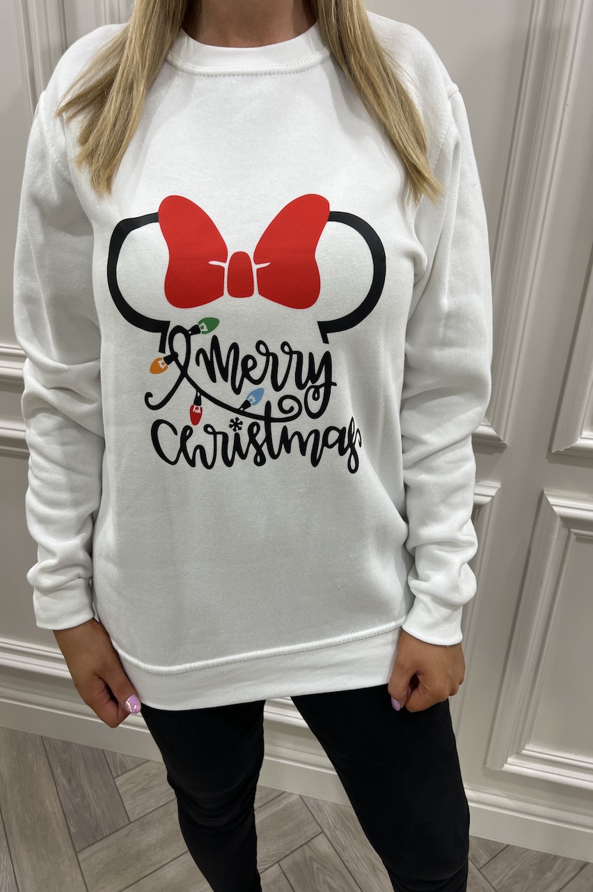 White Mouse Fairy Light's Merry Christmas - Christmas Sweatshirt