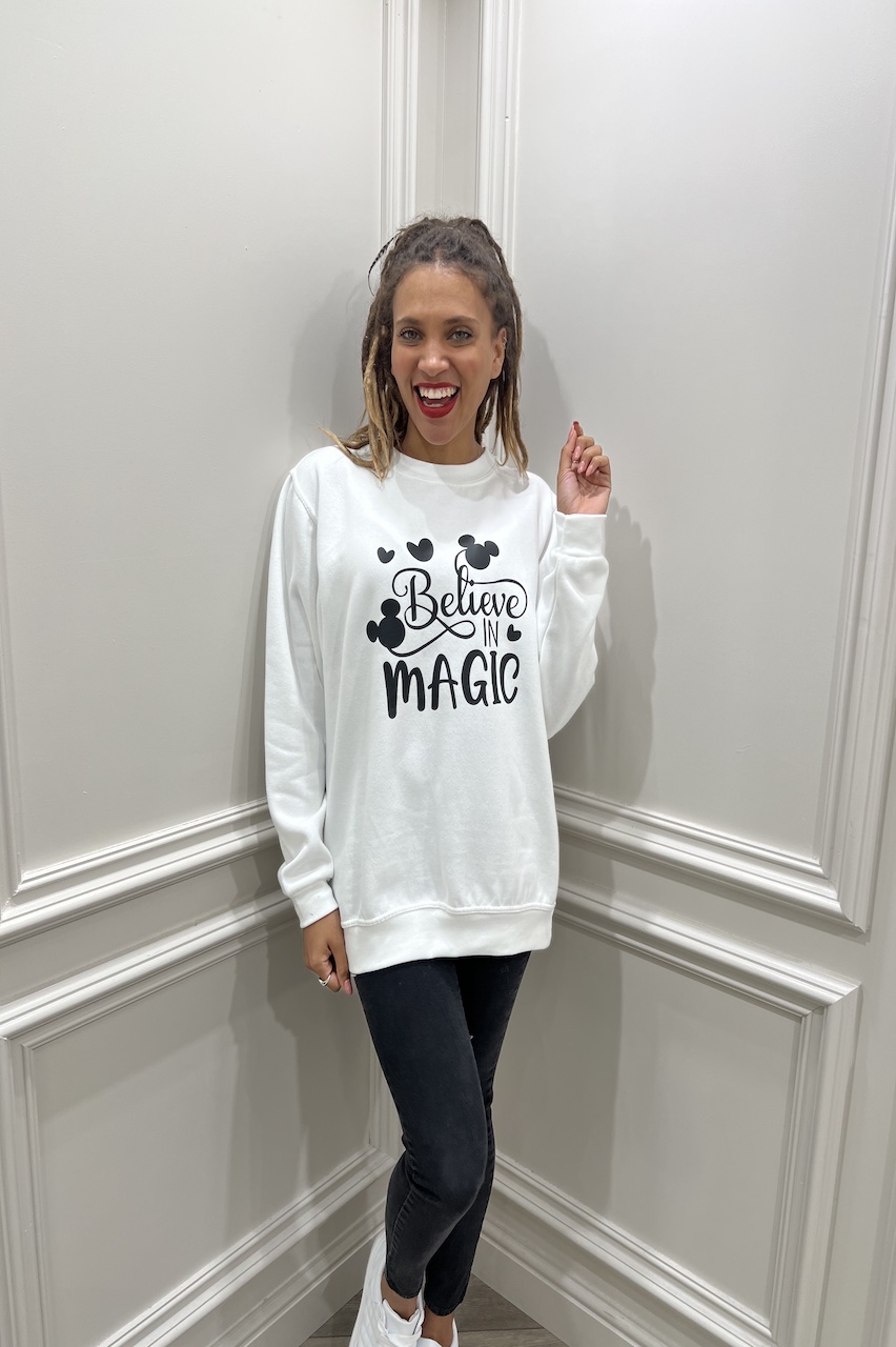 White Mouse Believe In The Magic Christmas Sweatshirt