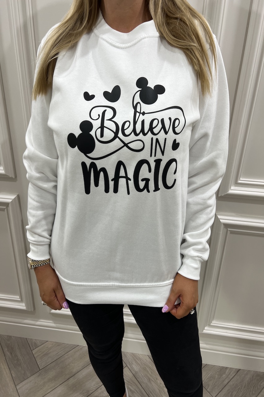 White Mouse Believe In The Magic Christmas Sweatshirt