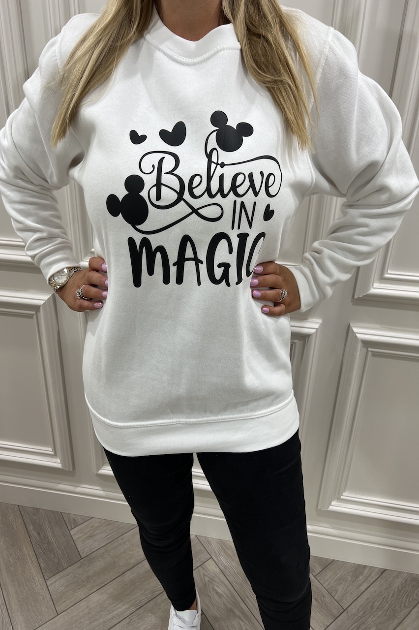 White Mouse Believe In The Magic Christmas Sweatshirt