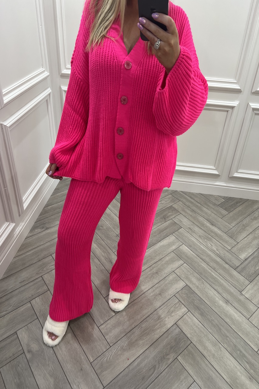  Marbella Pink Knitted Button Loungesuit