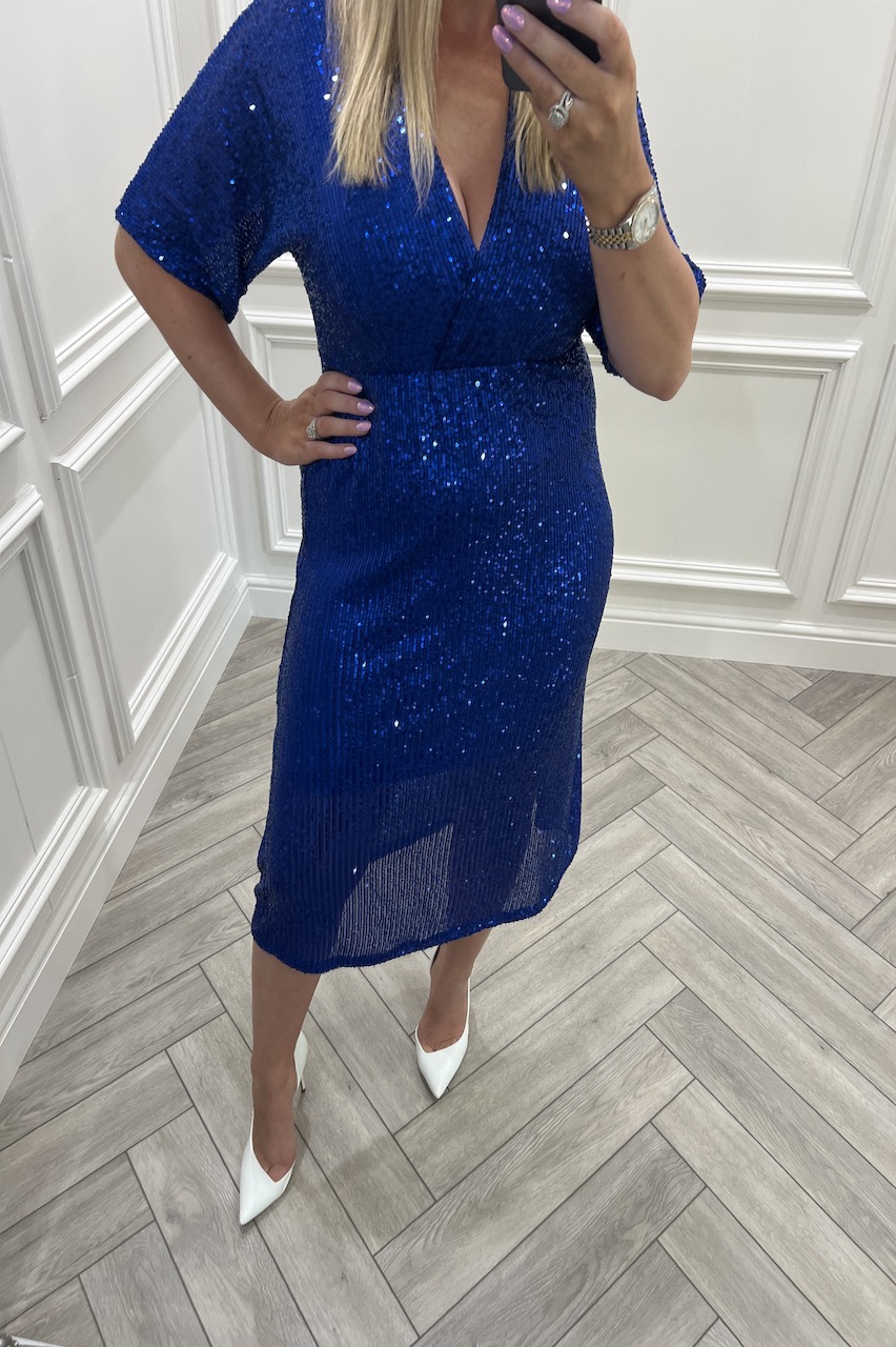 Jessica Blue Sequin Midi Dress