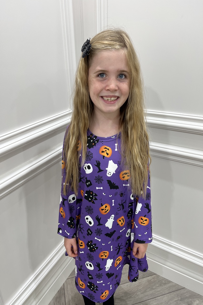 Children's Purple Spooky Halloween Swing Dress