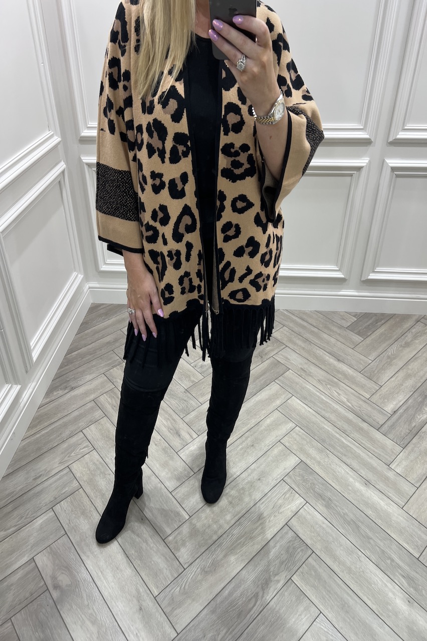 Leopard Tan Toronto Knitted Cardigan 