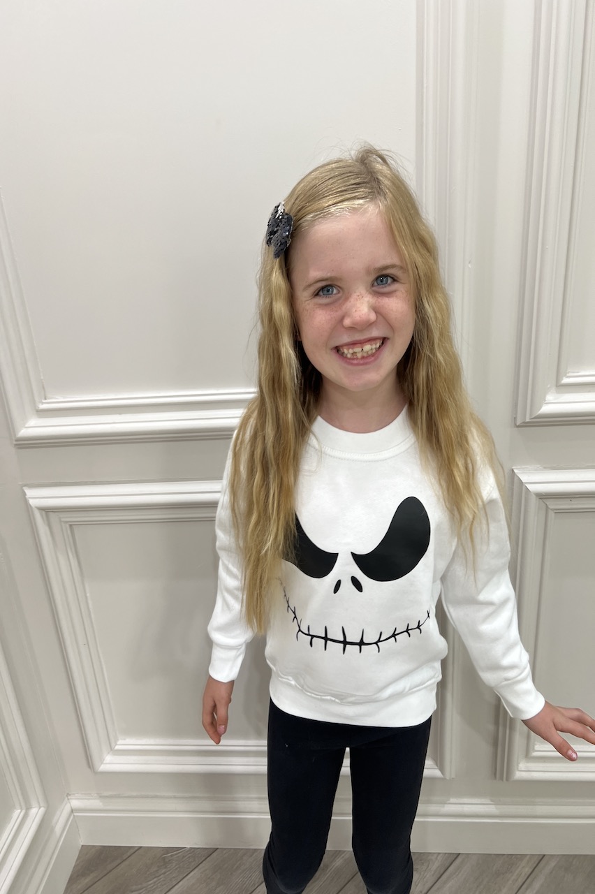 Children's White Skeleton Halloween Sweatshirt 