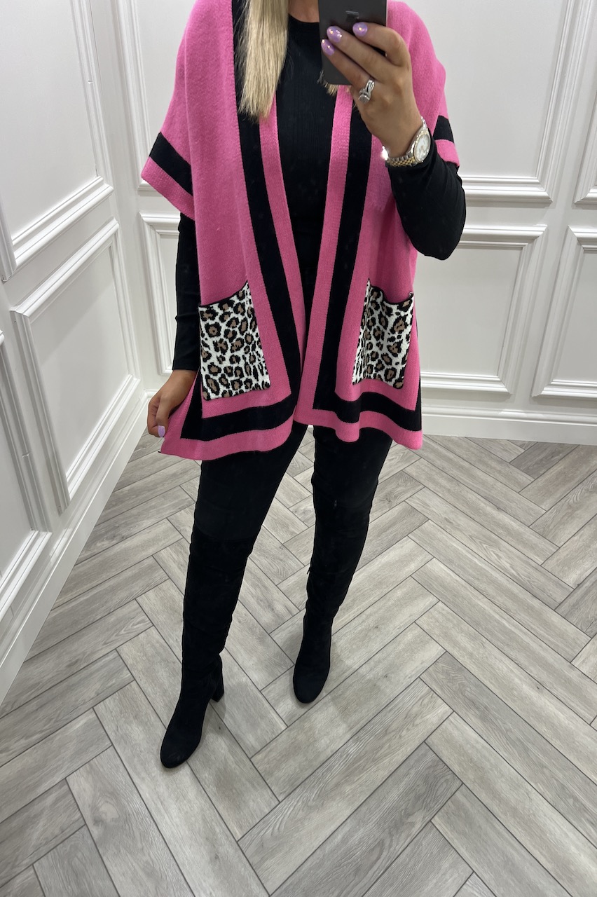 Pink Leopard Pocket Cape 