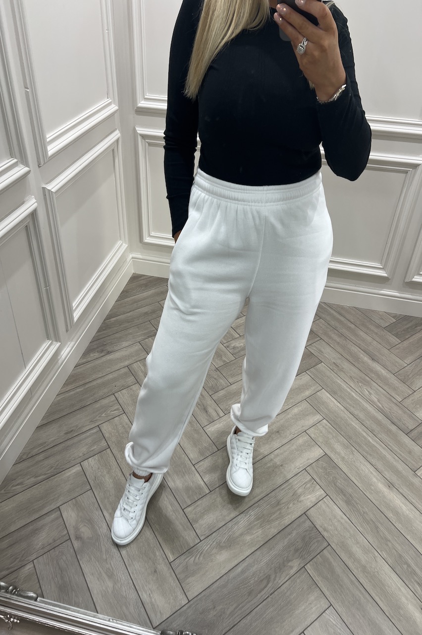 Luxury White Fleece Lined Joggers - Want That Trend