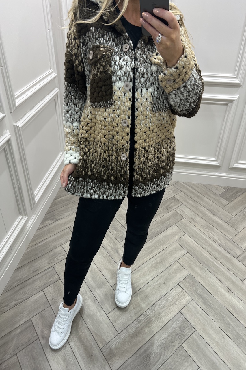 Brown  Ombre Couture Knitted Coat