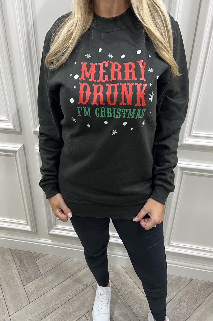 Black 'Merry Drunk I'm Christmas' Sweatshirt