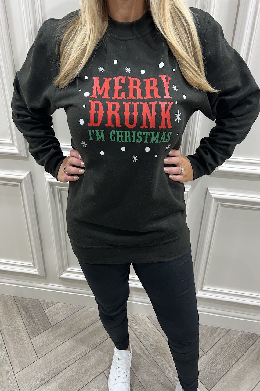 Black 'Merry Drunk I'm Christmas' Sweatshirt