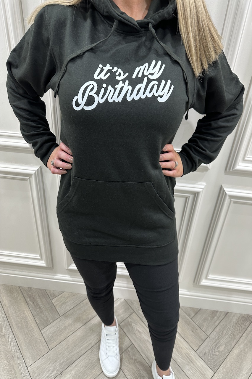 Black 'It's my birthday'  Hoodie